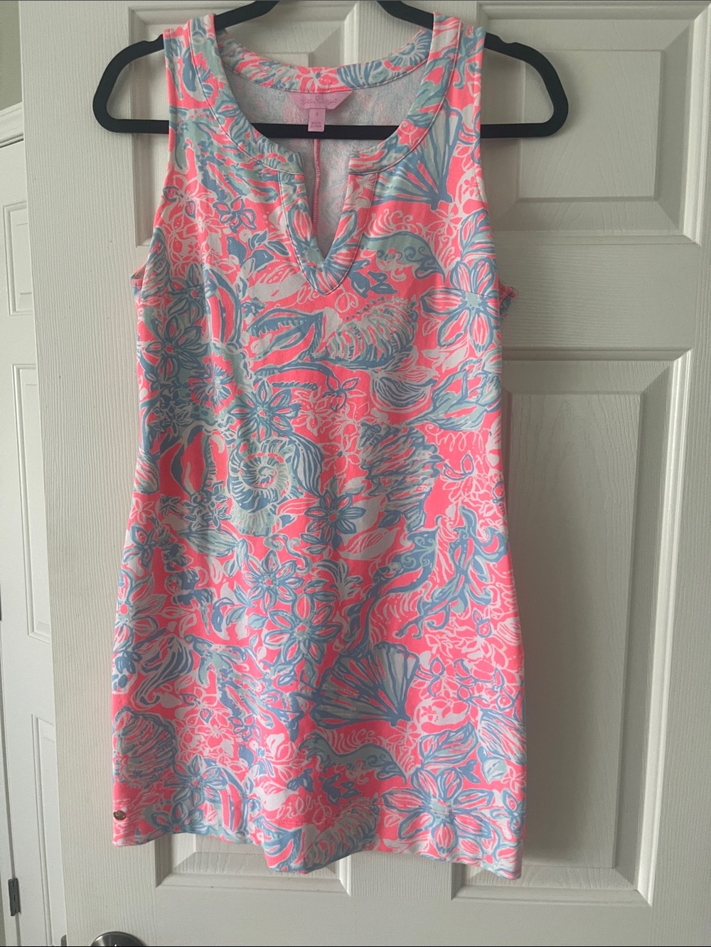 Lilly Pulitzer Coral Pink & Aqua Floral Sleeveless Dress